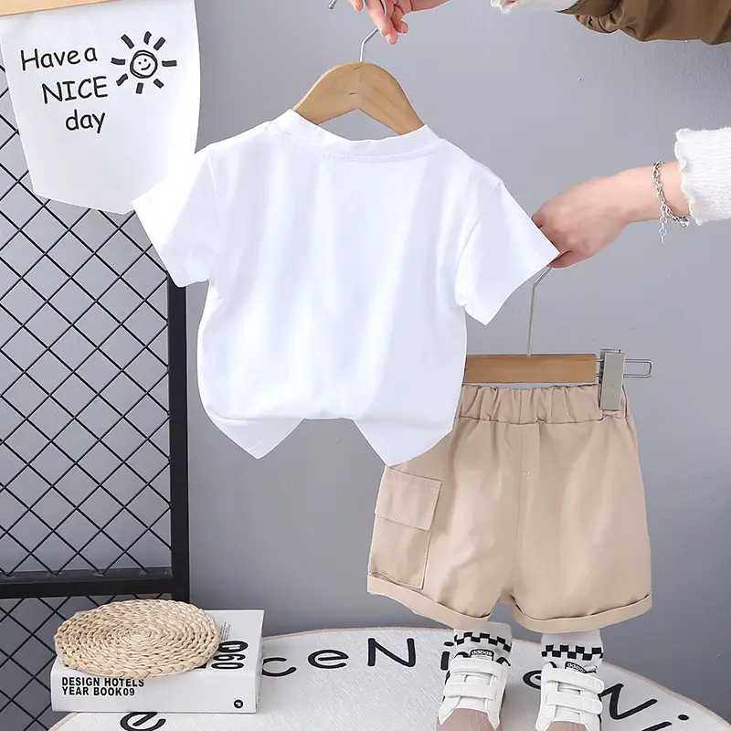Kids Crossbody Set White Green 2-Piece Summer T-Shirt Shorts Korean Style — feature 8