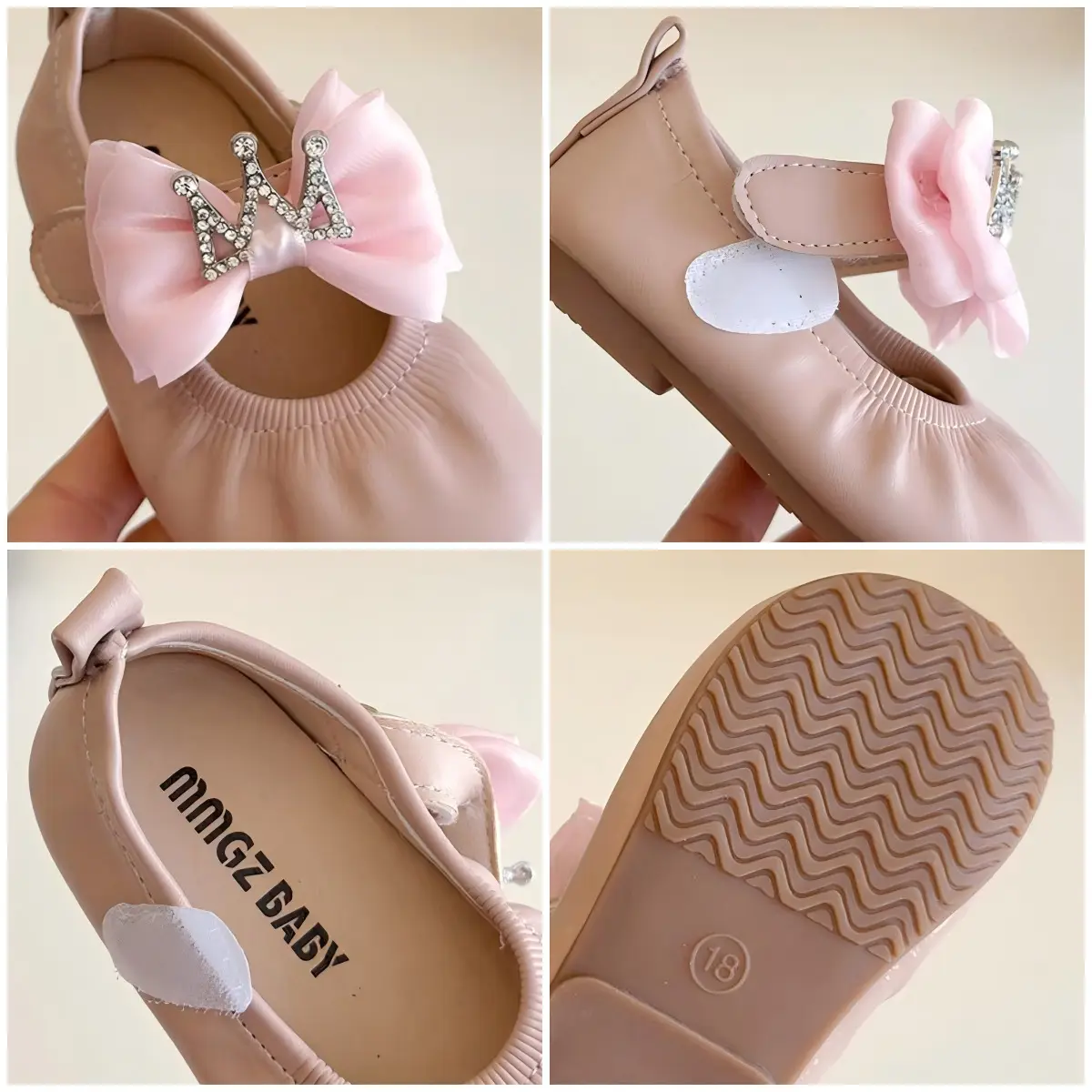 Girls Bow Princess Shoes 2025 Korean Style Leather Crown Rhinestone