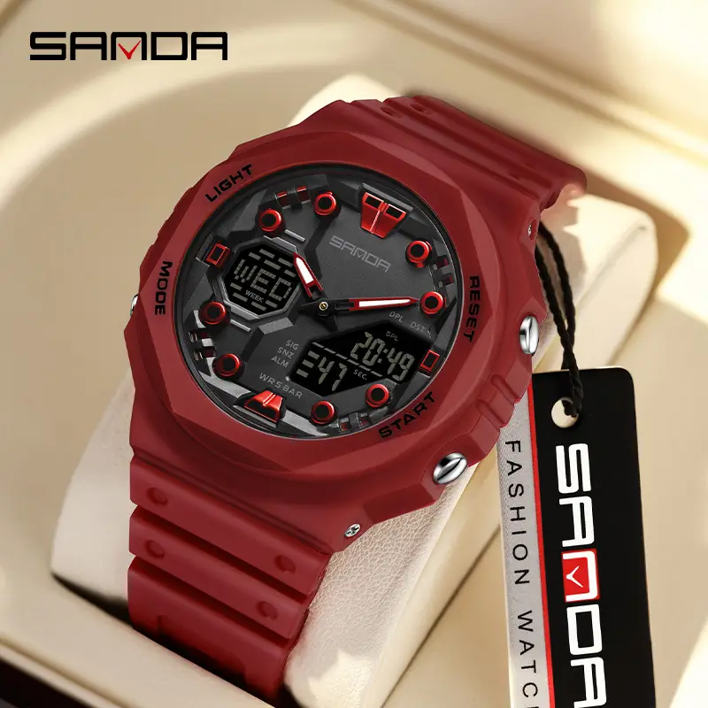 SANDA Green Digital Analog Sports Watch with 31 Days Battery - Image 20