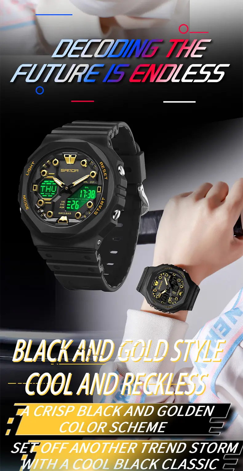 SANDA Green Digital Analog Sports Watch with 31 Days Battery — feature 21
