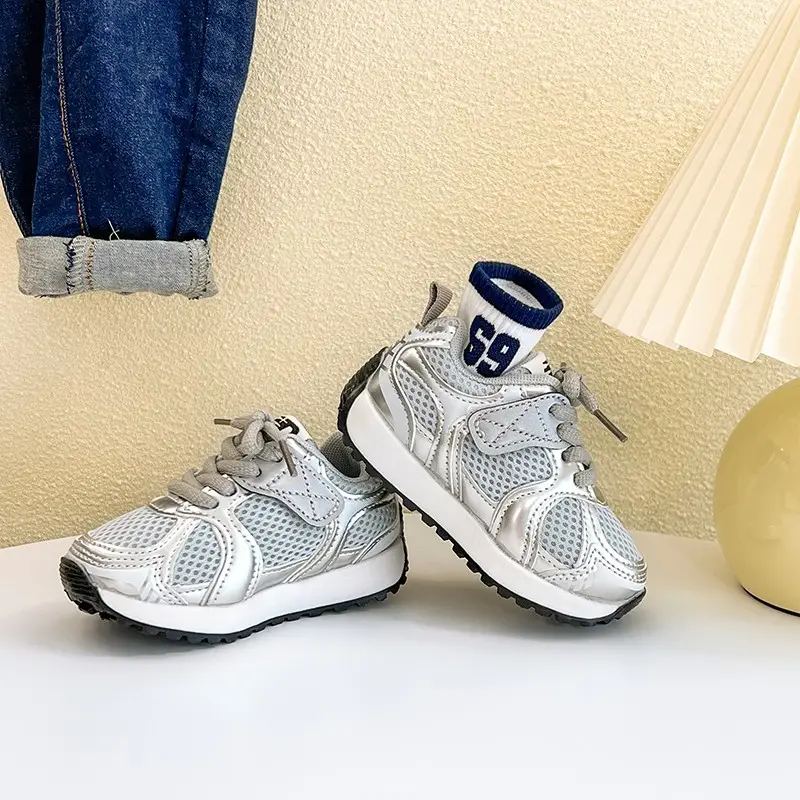 2025 Grey Mesh Kids Sneakers for Toddlers - Image 3