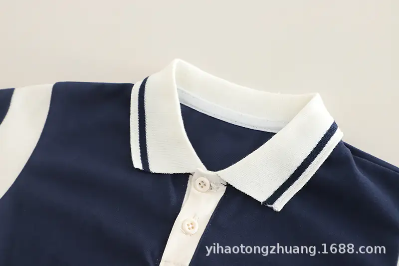 Yijia Kids Polo Shirt Shorts Set Gray Blue Summer — feature 15