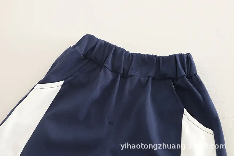 Yijia Kids Polo Shirt Shorts Set Gray Blue Summer — feature 25