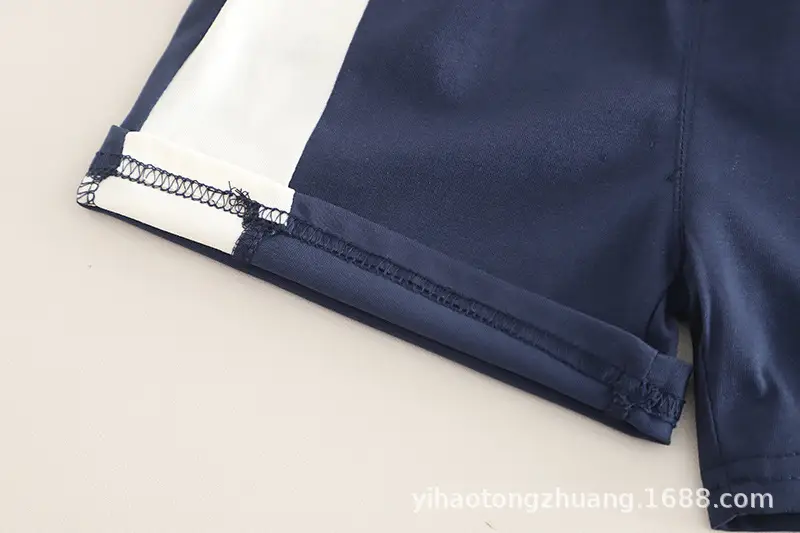 Yijia Kids Polo Shirt Shorts Set Gray Blue Summer — feature 31