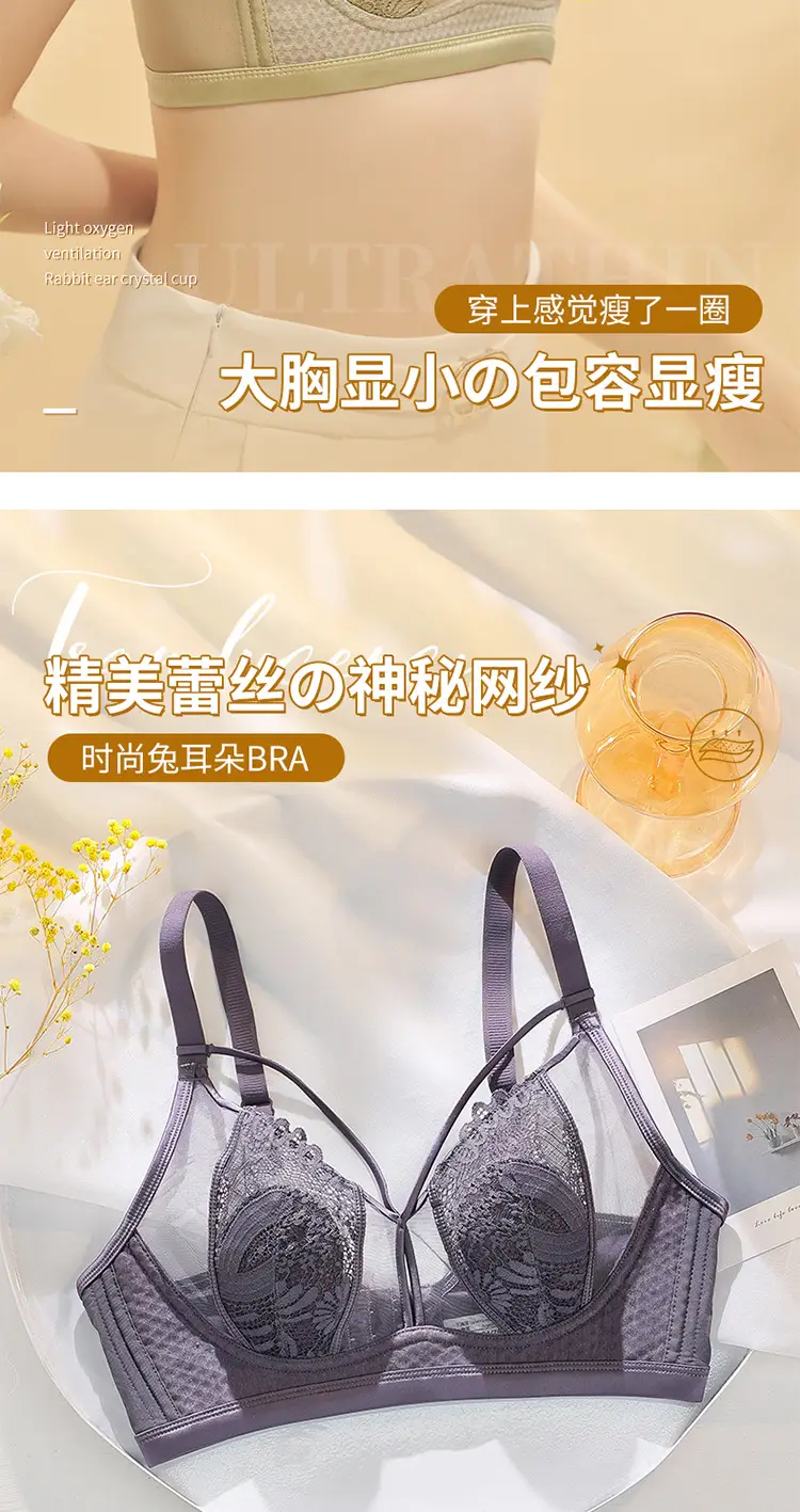 Women's Lace Bra Rabbit Ears Big Chest Small — feature 10