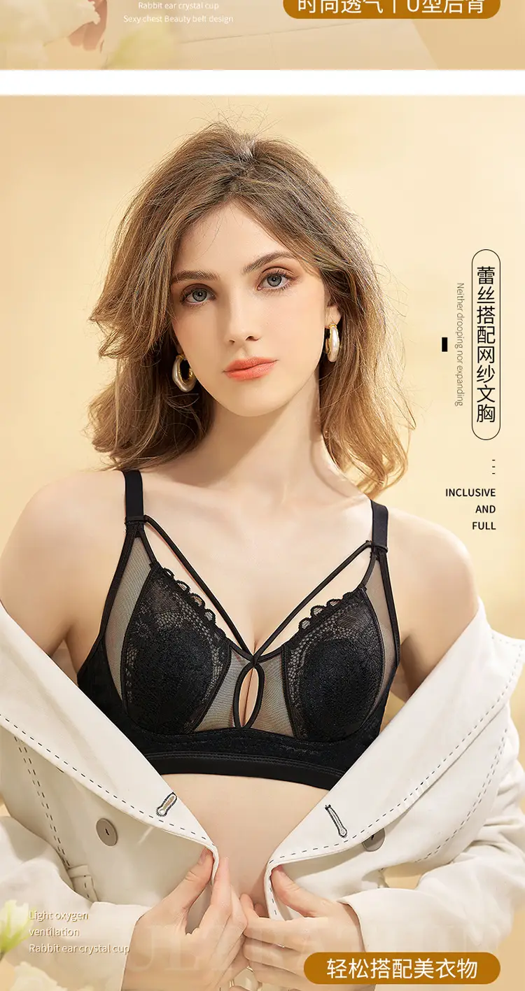 Women's Lace Bra Rabbit Ears Big Chest Small — feature 15