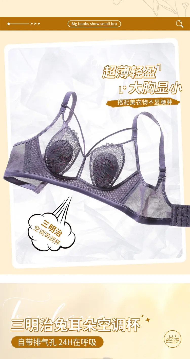 Women's Lace Bra Rabbit Ears Big Chest Small — feature 3