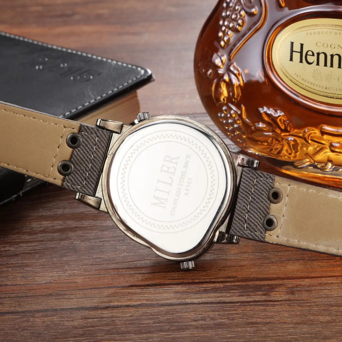 Men's Vintage Denim Strap Dual Time Zone Watch — feature 15