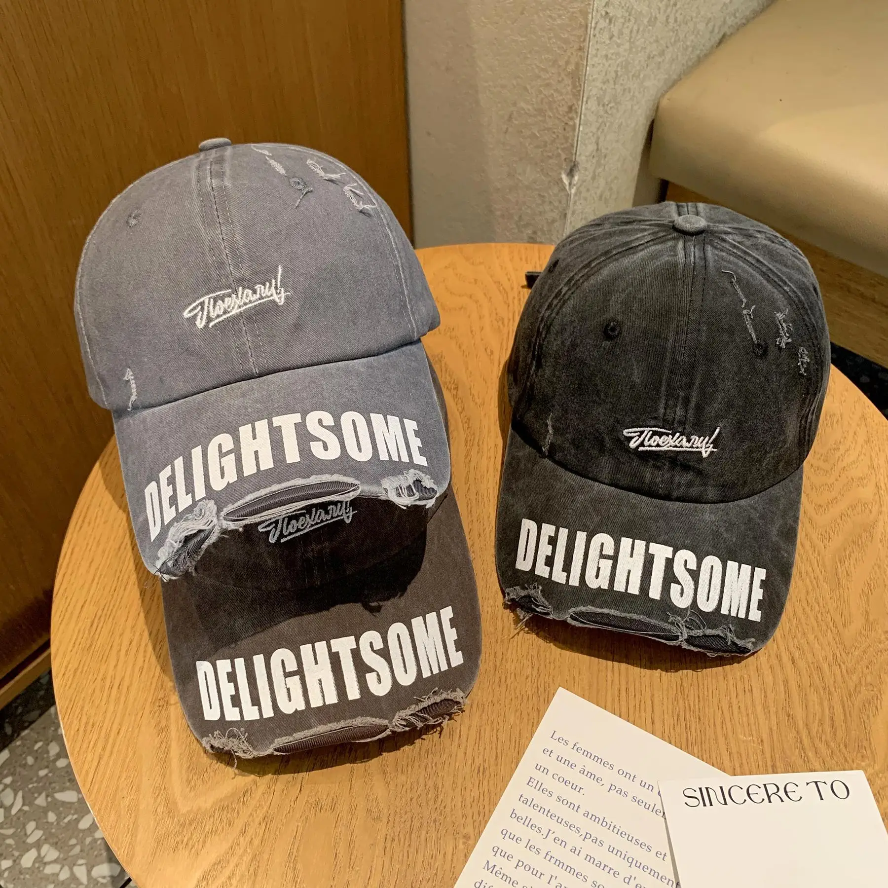Vintage Washed Hole Baseball Cap Women Spring Autumn Letters All Match Small Cap Men Trendy - Image 7