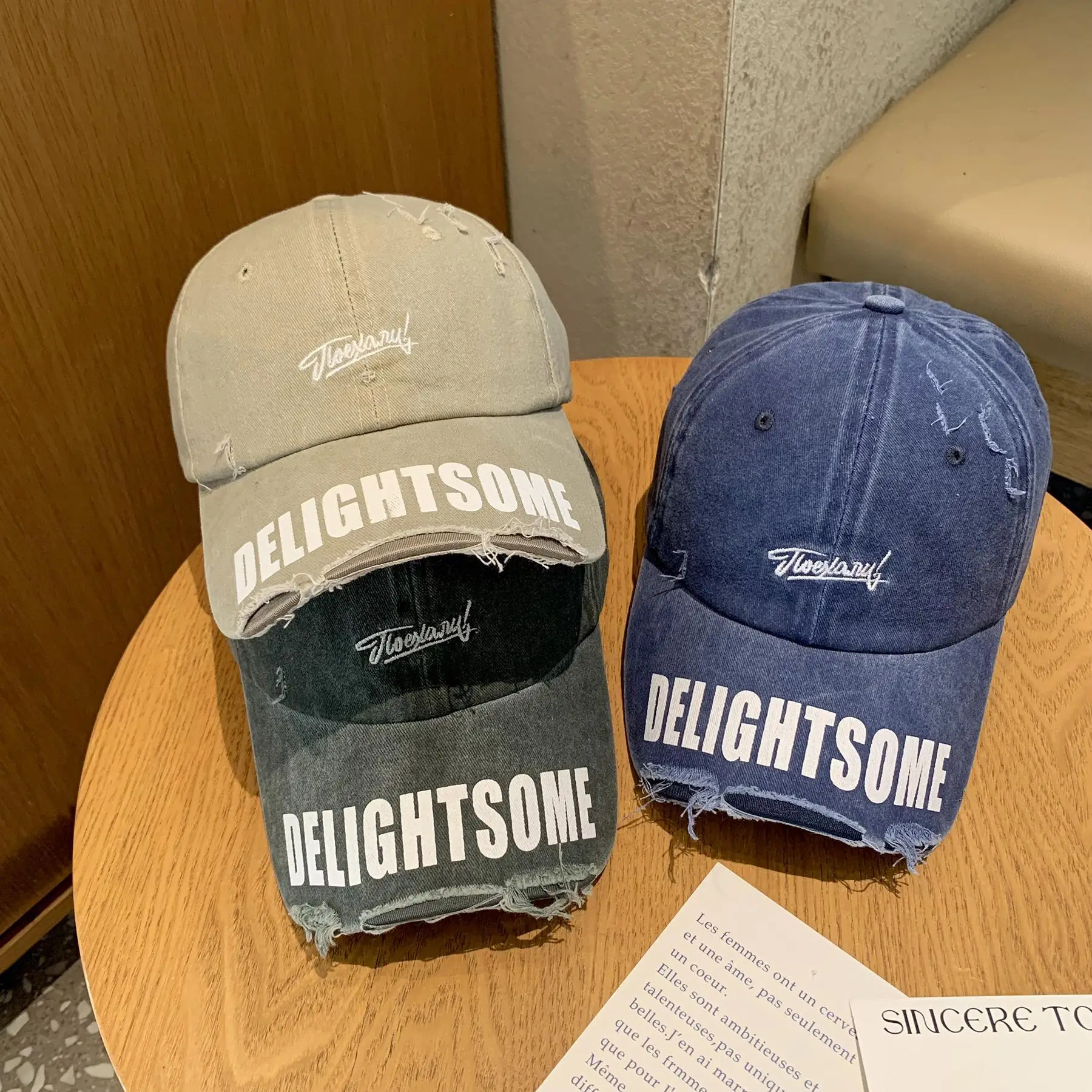 Vintage Washed Hole Baseball Cap Women Spring Autumn Letters All Match Small Cap Men Trendy - Image 8