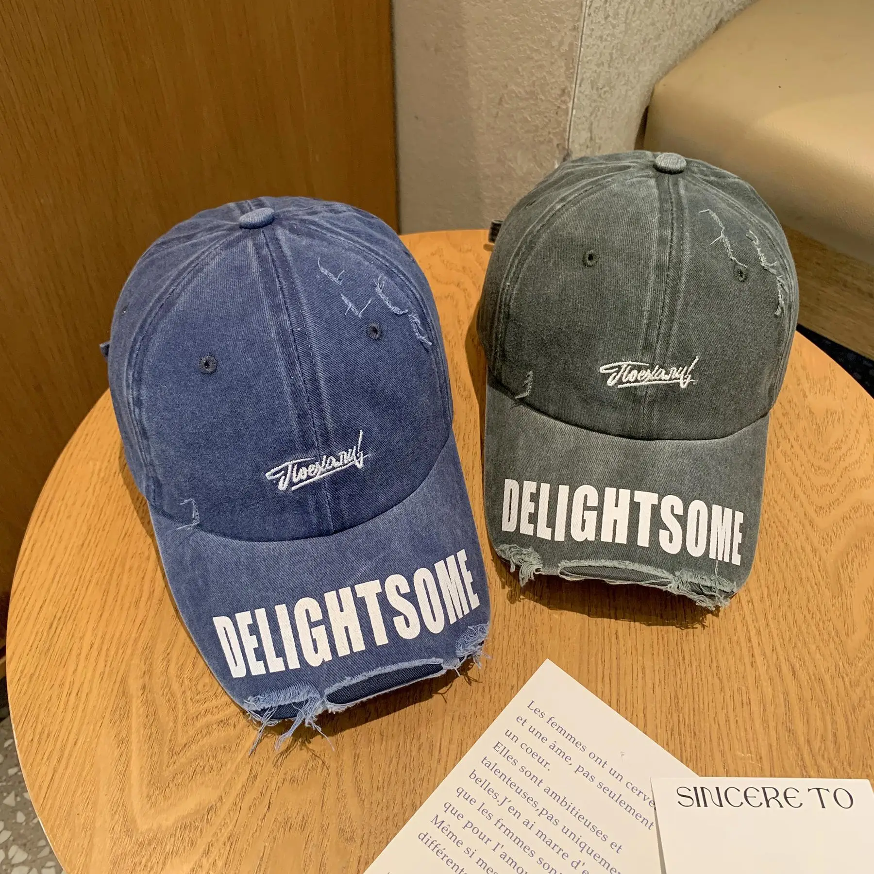 Vintage Washed Hole Baseball Cap Women Spring Autumn Letters All Match Small Cap Men Trendy - Image 9