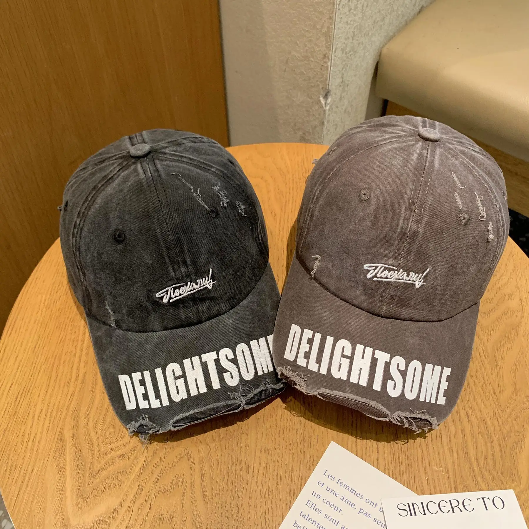 Vintage Washed Hole Baseball Cap Women Spring Autumn Letters All Match Small Cap Men Trendy - Image 10
