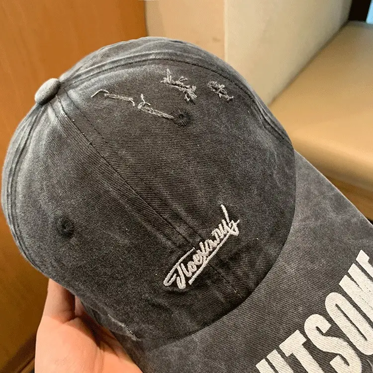 Vintage Washed Hole Baseball Cap Women Spring Autumn Letters All Match Small Cap Men Trendy — feature 10