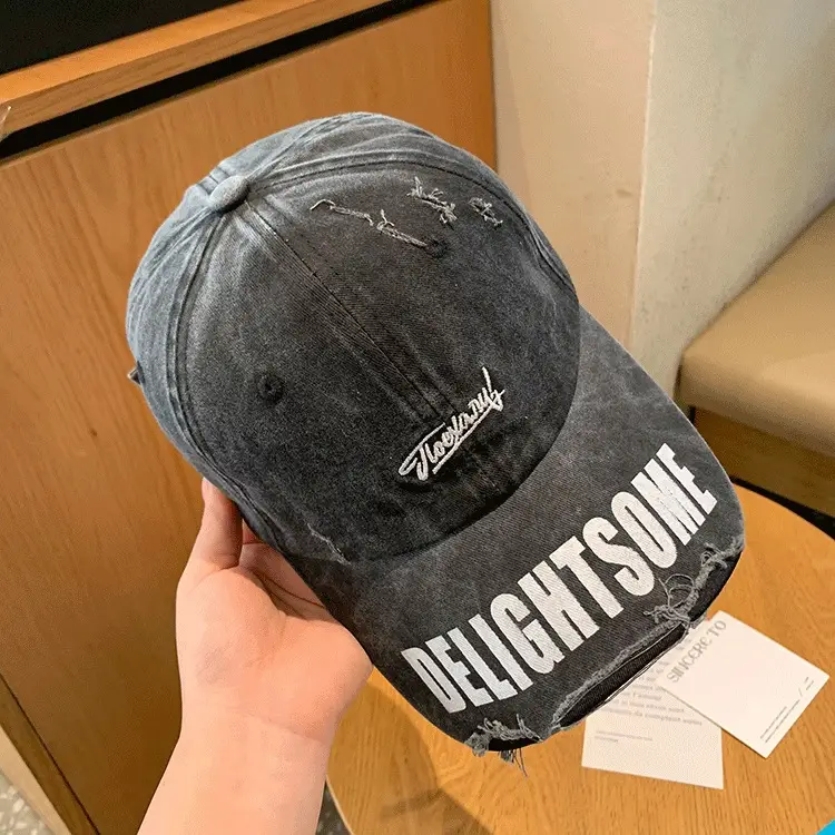 Vintage Washed Hole Baseball Cap Women Spring Autumn Letters All Match Small Cap Men Trendy — feature 13