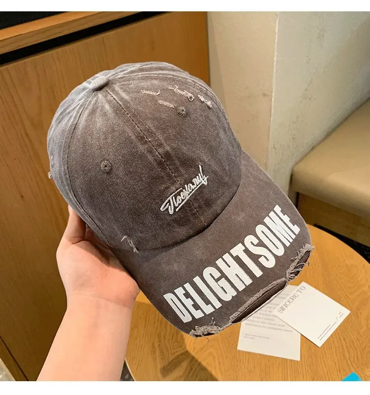 Vintage Washed Hole Baseball Cap Women Spring Autumn Letters All Match Small Cap Men Trendy — feature 14