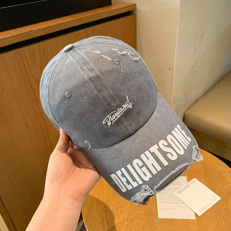 Vintage Washed Hole Baseball Cap Women Spring Autumn Letters All Match Small Cap Men Trendy — feature 15
