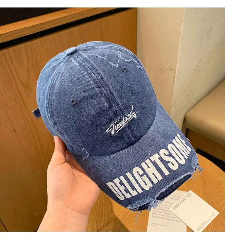 Vintage Washed Hole Baseball Cap Women Spring Autumn Letters All Match Small Cap Men Trendy — feature 17