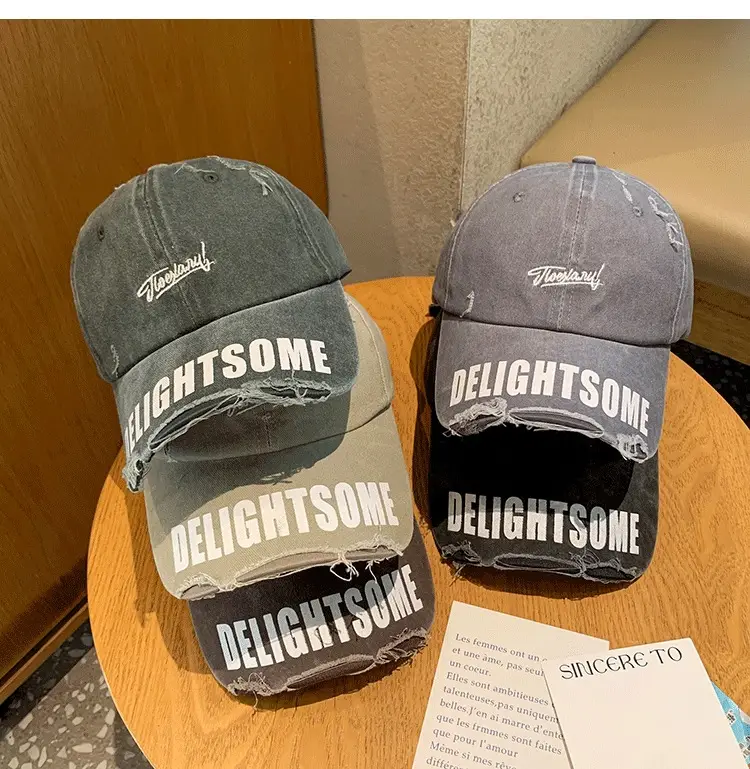 Vintage Washed Hole Baseball Cap Women Spring Autumn Letters All Match Small Cap Men Trendy — feature 3