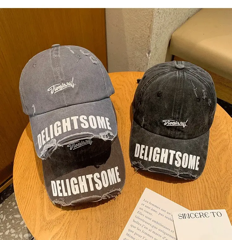 Vintage Washed Hole Baseball Cap Women Spring Autumn Letters All Match Small Cap Men Trendy — feature 4