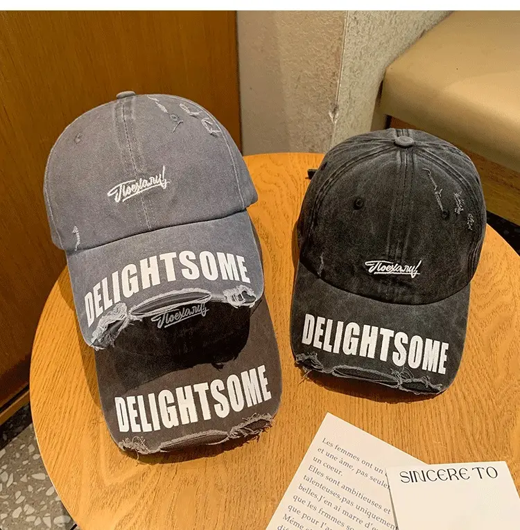 Vintage Washed Hole Baseball Cap Women Spring Autumn Letters All Match Small Cap Men Trendy — feature 6