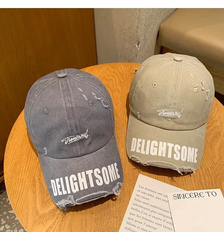 Vintage Washed Hole Baseball Cap Women Spring Autumn Letters All Match Small Cap Men Trendy — feature 7