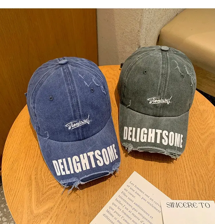 Vintage Washed Hole Baseball Cap Women Spring Autumn Letters All Match Small Cap Men Trendy — feature 8