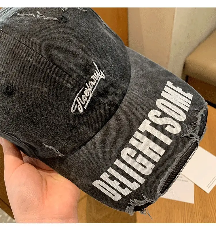 Vintage Washed Hole Baseball Cap Women Spring Autumn Letters All Match Small Cap Men Trendy — feature 9