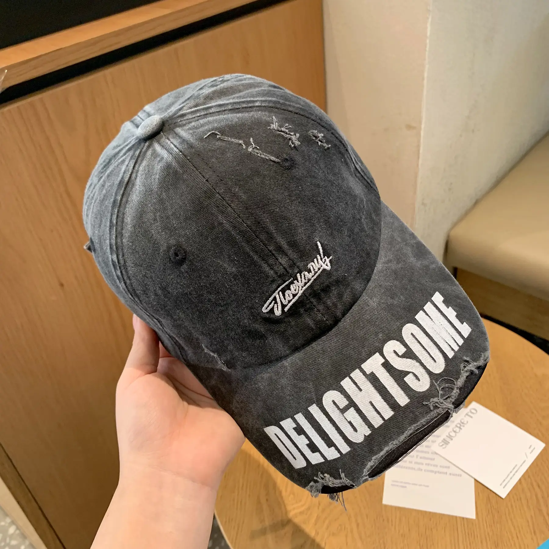 Vintage Washed Hole Baseball Cap Women Spring Autumn Letters All Match Small Cap Men Trendy - Image 2