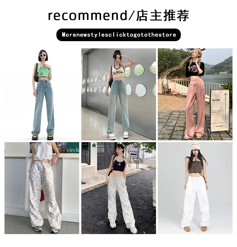 Young Orange# American Style Retro Dark Blue Wide Leg Cropped Jeans Women's Loose Slimming Personalized Trendy All-match Straight Pants — feature 1