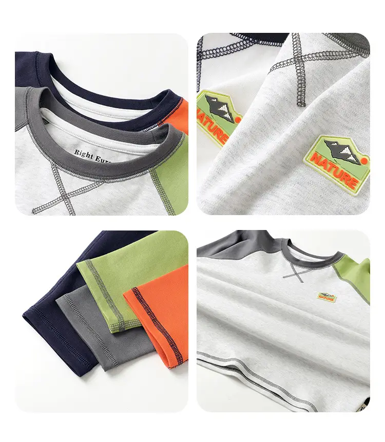 Boy's Right European Style T-Shirt White Orange 7A — feature 10