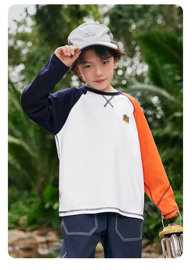 Boy's Right European Style T-Shirt White Orange 7A — feature 14