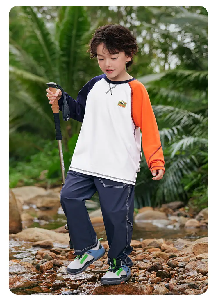 Boy's Right European Style T-Shirt White Orange 7A — feature 16