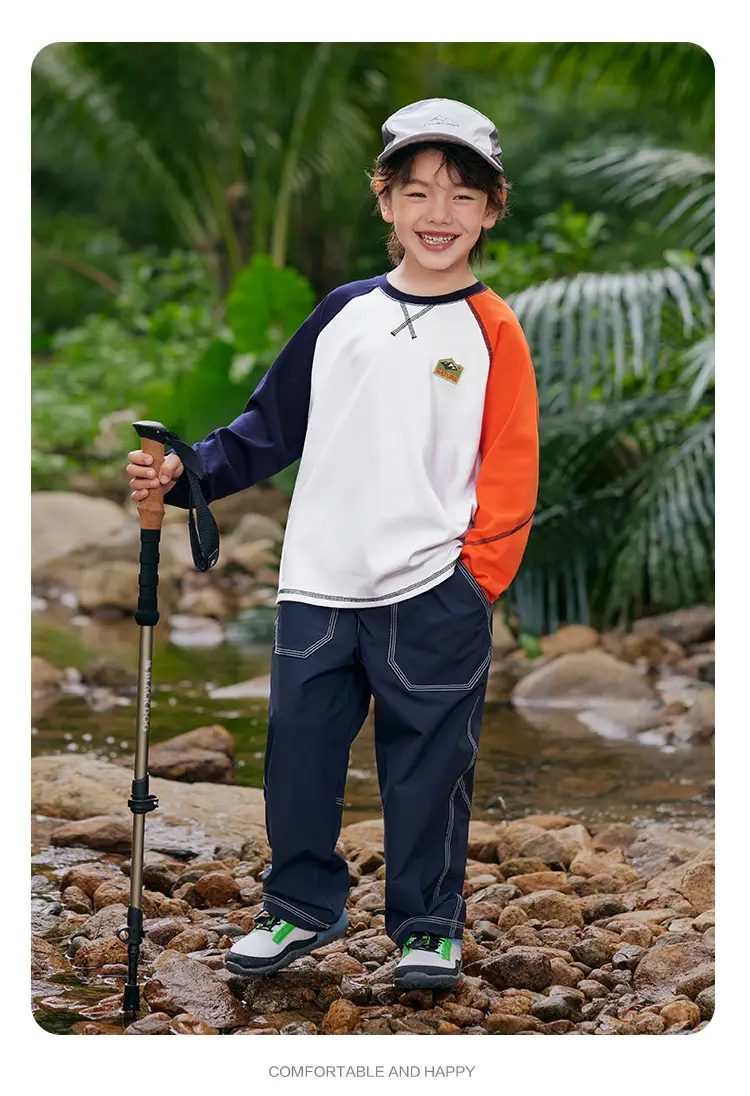 Boy's Right European Style T-Shirt White Orange 7A — feature 17