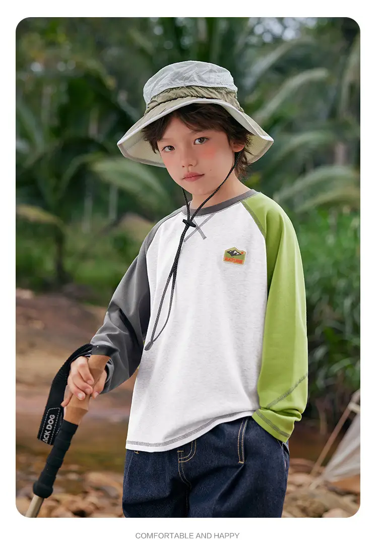 Boy's Right European Style T-Shirt White Orange 7A — feature 19