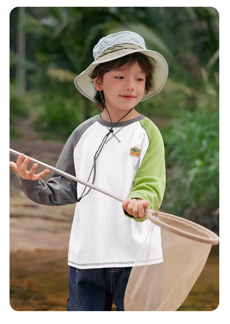 Boy's Right European Style T-Shirt White Orange 7A — feature 20