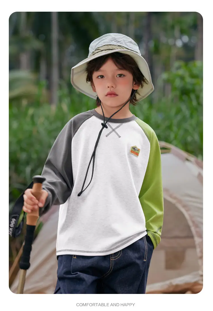 Boy's Right European Style T-Shirt White Orange 7A — feature 21