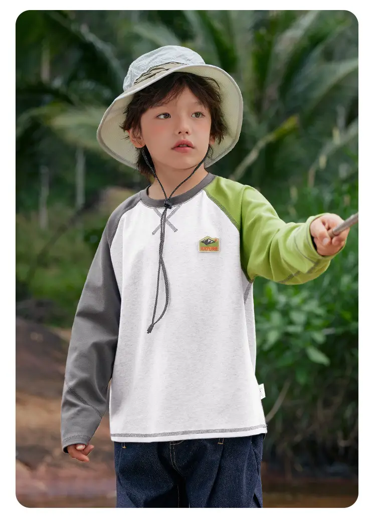 Boy's Right European Style T-Shirt White Orange 7A — feature 22