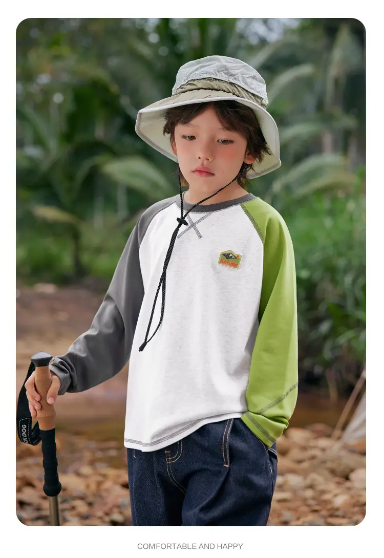 Boy's Right European Style T-Shirt White Orange 7A — feature 23