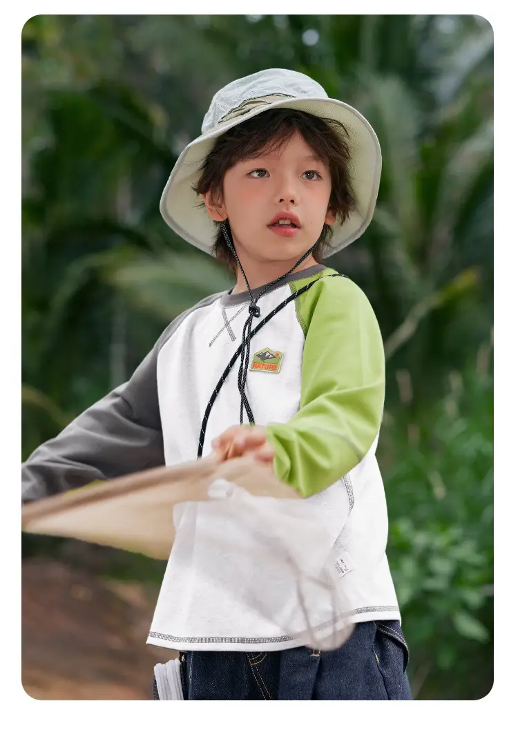 Boy's Right European Style T-Shirt White Orange 7A — feature 24