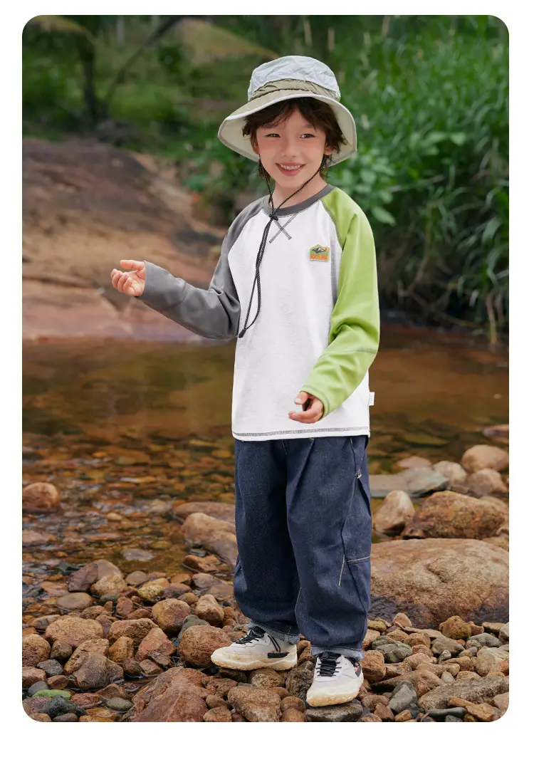 Boy's Right European Style T-Shirt White Orange 7A — feature 25