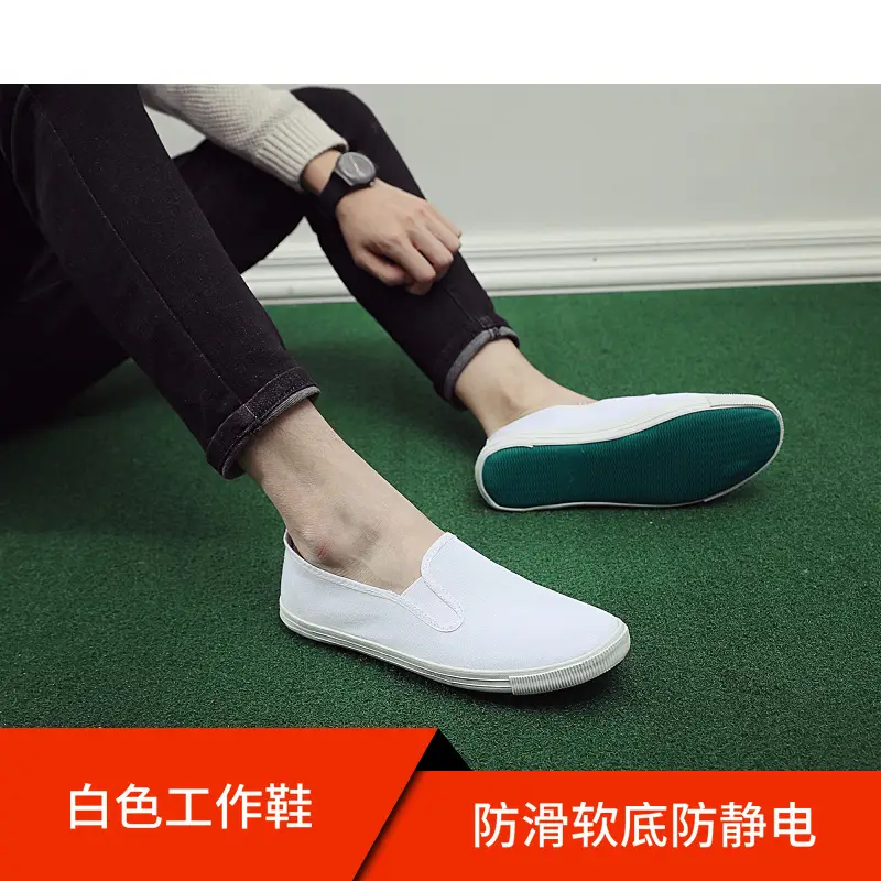 Men's Blue Canvas Slip-On Safety Shoes with Non-Slip Sole