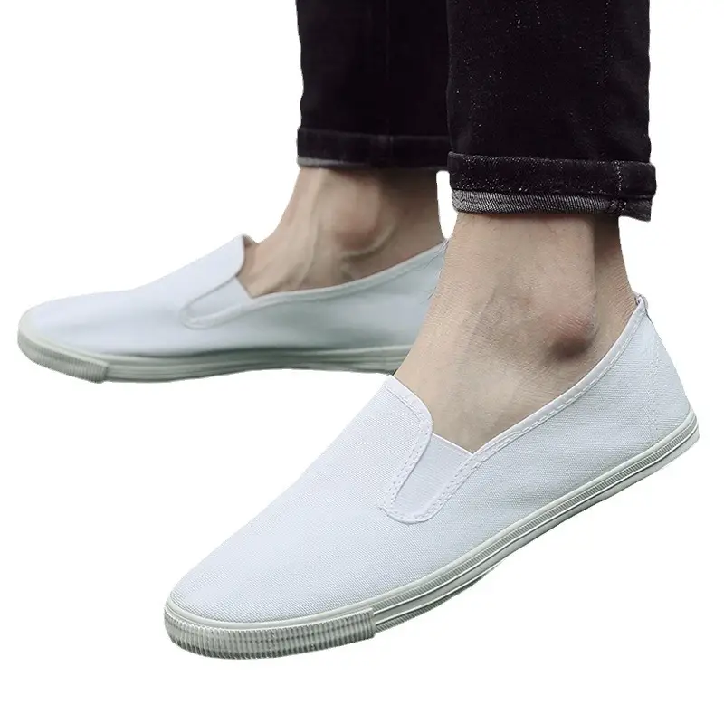 Men's Blue Canvas Slip-On Safety Shoes with Non-Slip Sole