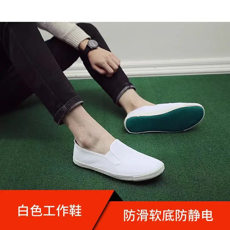 Men's Blue Canvas Slip-On Safety Shoes with Non-Slip Sole — feature 3