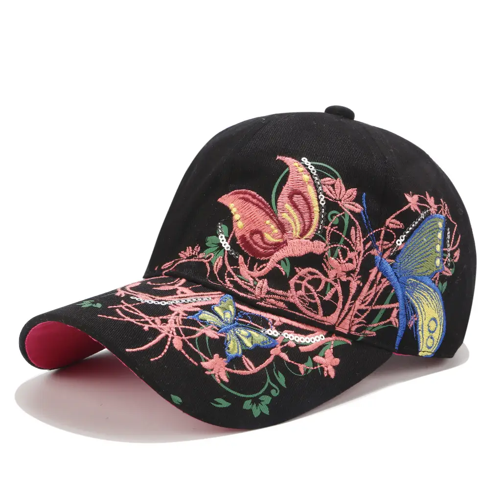 Embroidered Butterfly Baseball Caps for Women - Image 2