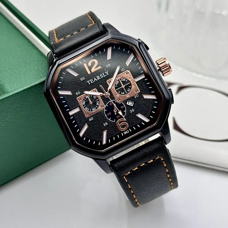 Luminous Quartz Sports Men's Square Watch with Calendar - Image 8