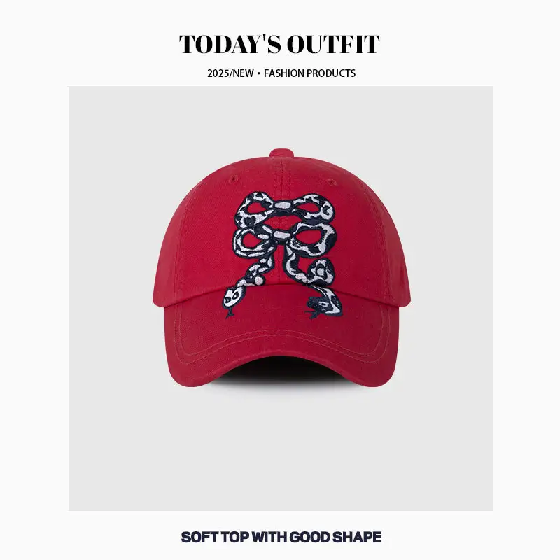 2025 Snake Bow Embroidered Baseball Cap Women