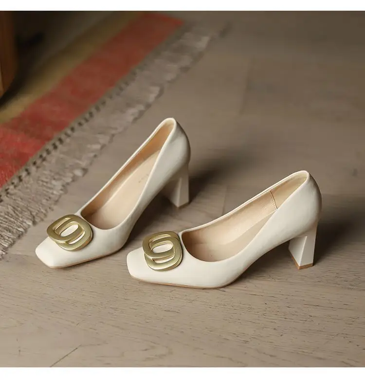 Square-Toe High-Heeled Shoes for Women with Chunky Heels, 2026 Spring/Summer New Style, Shallow Mouth, Niche Style, Elegant Office Work Shoes — feature 11