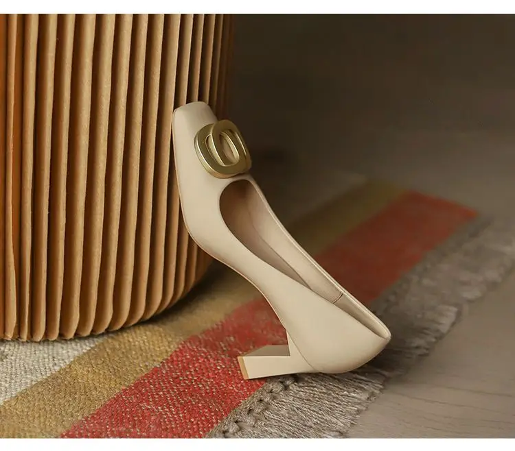 Square-Toe High-Heeled Shoes for Women with Chunky Heels, 2026 Spring/Summer New Style, Shallow Mouth, Niche Style, Elegant Office Work Shoes — feature 5