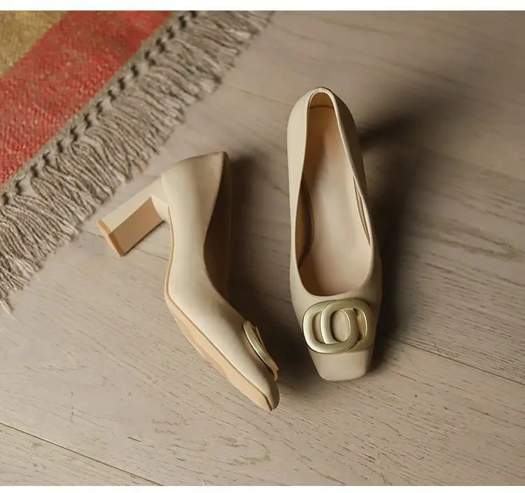 Square-Toe High-Heeled Shoes for Women with Chunky Heels, 2026 Spring/Summer New Style, Shallow Mouth, Niche Style, Elegant Office Work Shoes — feature 6
