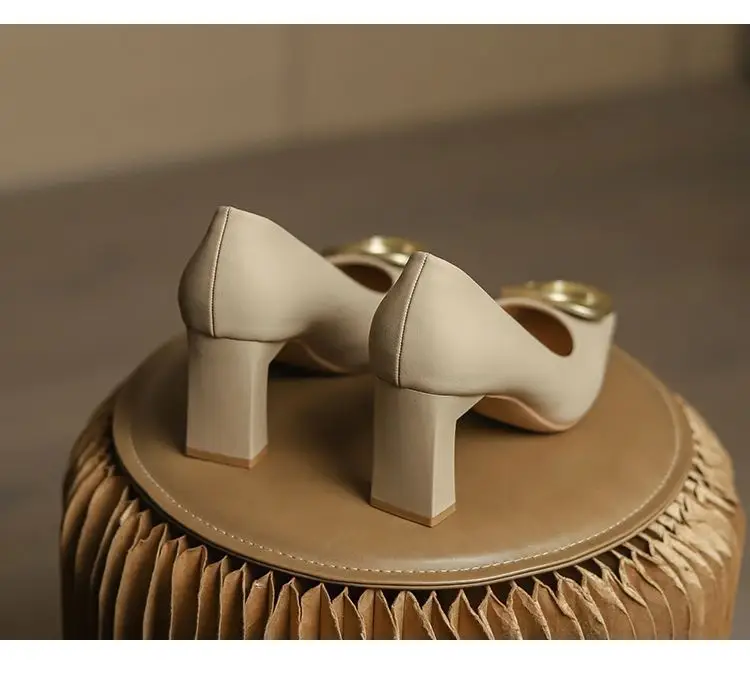 Square-Toe High-Heeled Shoes for Women with Chunky Heels, 2026 Spring/Summer New Style, Shallow Mouth, Niche Style, Elegant Office Work Shoes — feature 7